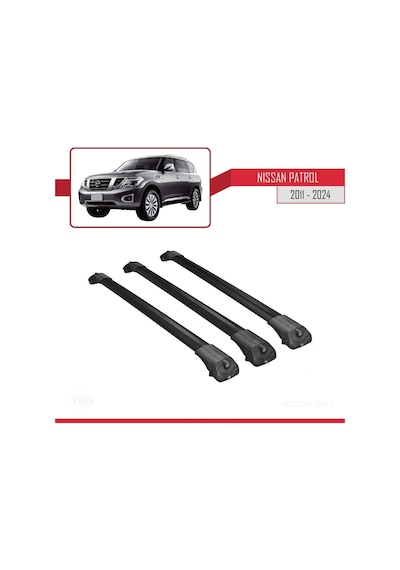 Nissan Patrol Y62 2011 Ve Sonrası İle Uyumlu Ace-1 Ara Atkı Tavan Barı Siyah 3 Adet Bar