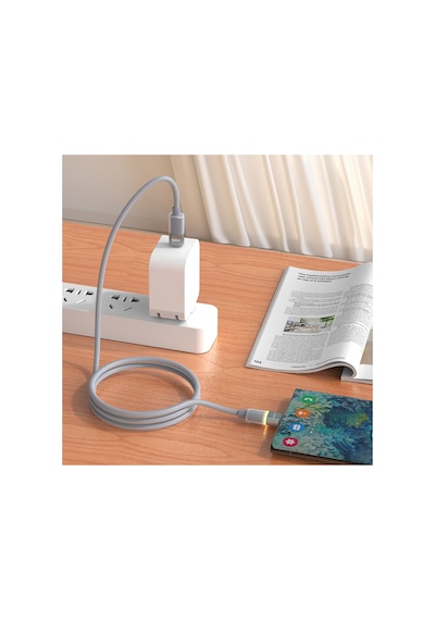 Type C Hızlı Şarj Kablosu Type-c To Type-c, 60w, 480 Mbps, 1.2m, Pd, Led Işıklı Gri V0201004