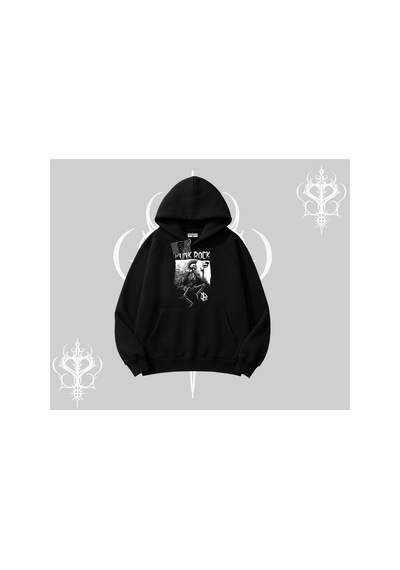 Tarzsokak Kapşonlu Sweatshirt Punk Rock Chaos Skeleton Riot Siyah
