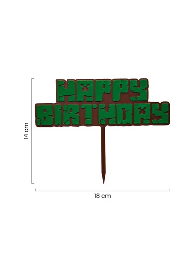 Minecraft Temalı Pasta Üstü Yazısı Happy Birthday Doğum Günü Pasta Üzeri Süsü
