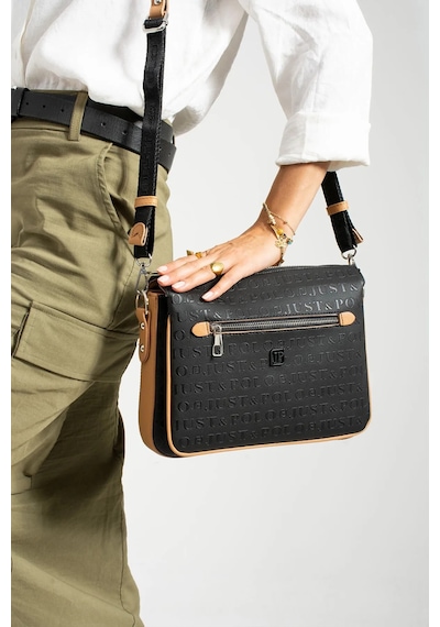 Just Polo Kadın Baskılı Omuz Çantası Shopper Siyah - Camel