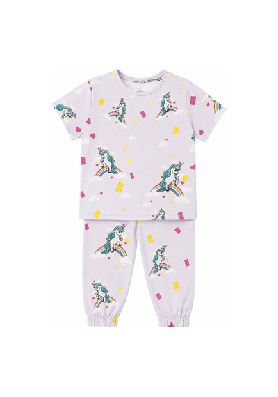 Harıbo Haribo Lisanslı Unicorn Desenli Kısa Kollu Pijama Takımı Lila