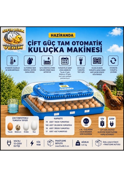 yz-70 Çift Güç Tam Otomatik Kuluçka Makinesi
