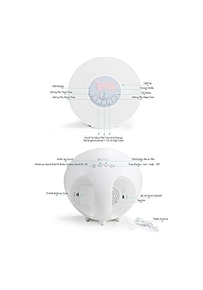 Bioxo Wake-Up Ayarlanabilir 6 Renkli Gece Lambası/Fm Radio/Alarml