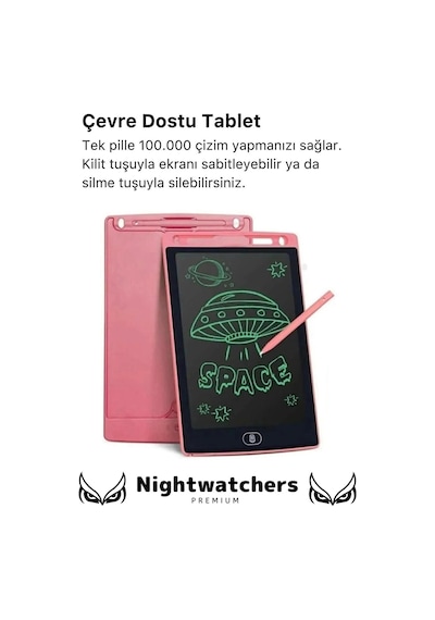 Premium Lcd Ekranlı Kalemli Dijital Çizim Tableti Yazı Tahtası Boyama Resim 8,5 Inç Akıllı Tablet Çok Renkli