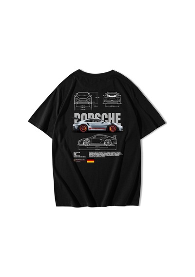 Brz Collection Unisex Oversize 911 Gt3 Rs T-shirt-siyah Siyah