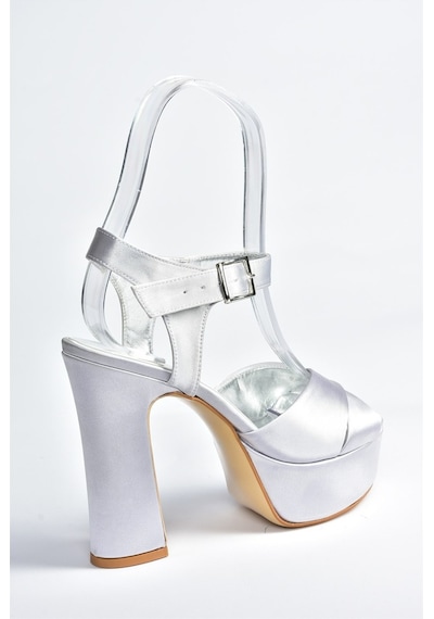 Fox Shoes Gümüş Saten Kumaş Platform Topuklu Kadın Abiye Ayakkabı (546768400)