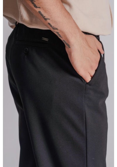 Braccas Erkek Yandan Cepli Beli Lastikli Relaxed Fit Chino Pantolon Siyah Siyah