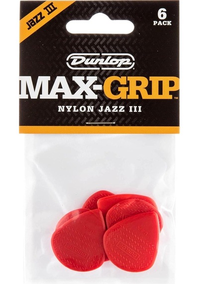 Jim Dunlop 471p3n Nyl Max Grip Jazz Iıı 6'lı Paket Pena Kırmızı