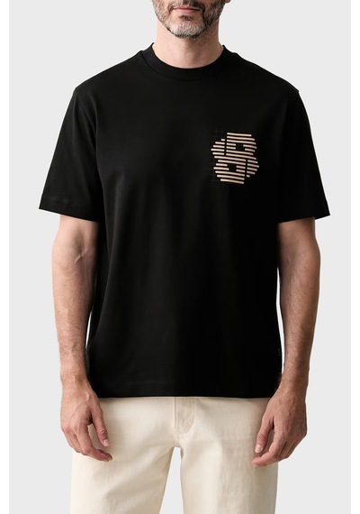 Boss % 100 Pamuk Bisiklet Yaka Logolu T Shirt Erkek T Shirt 50565606 002 Siyah