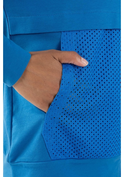 Maraton Sportswear Comfort Kadın Dik Yaka Düşük Kol Basic Saks Tracktop 22178-saks Saks Mavi