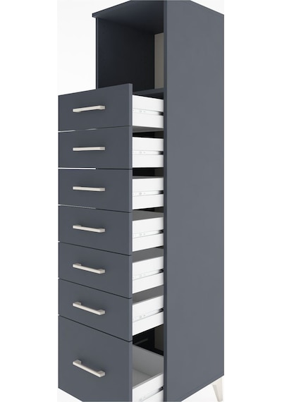 Hyperion Dolap Tek Raflı 7 Çekmeceli 44x44x182 Antrasit-antrasit Antrasit