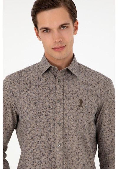 U.s. Polo Assn. Erkek Kum Gömlek Desenli 50296608-vr085 Kum