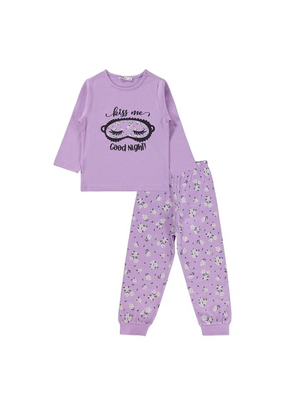 Civil Girls Çiçek Desenli 2-5 Yaş Pijama Takımı - Lila