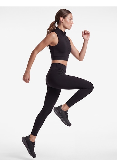 Koton Yüksek Bel Slim Fit Dikiş Detaylı İnterlok Spor Tayt Siyah 7wak40122nk