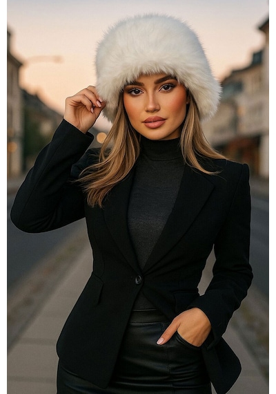 Bigdart Kadın Peluş Kalpak Şapka 010194 - Ekru