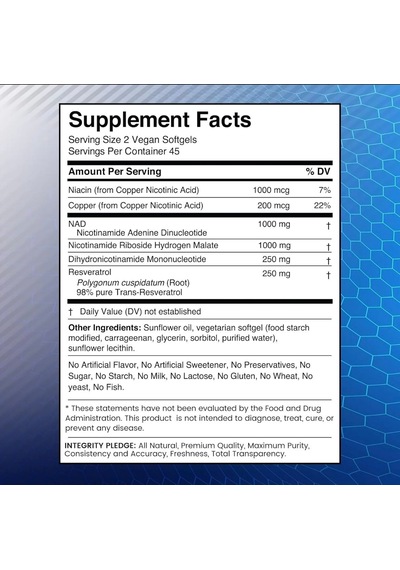 Nad+ Nicotinamide Riboside 2500 Mg 90 Softgels