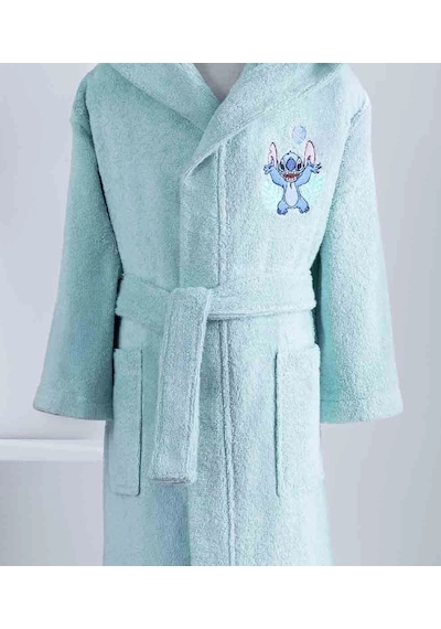Özdilek Lisanslı Kapüşonlu Çocukbornozu 3/4yaş-stitch P. Suyeşili Su Yeşili
