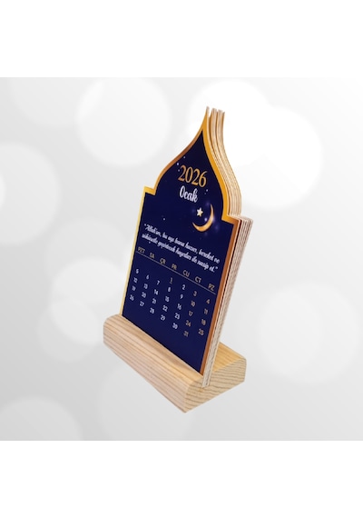 2026 Gece Hilal Cami Takvimi Ahşap Ayaklı Gece Hilal Cami Temalı Özel Tasarım Takvim