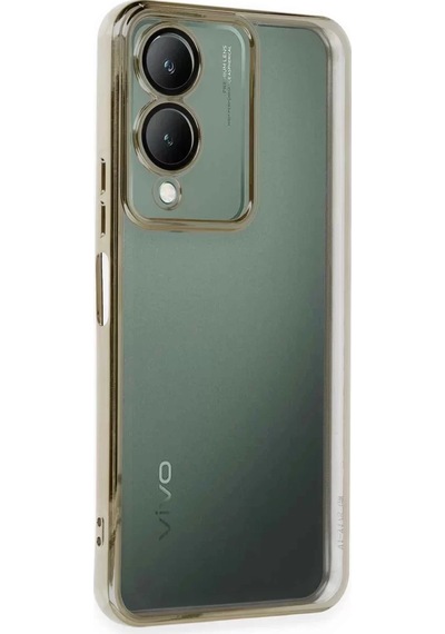 Newface Vivo Y17s Kılıf Razer Lensli Silikon - Gold Altın