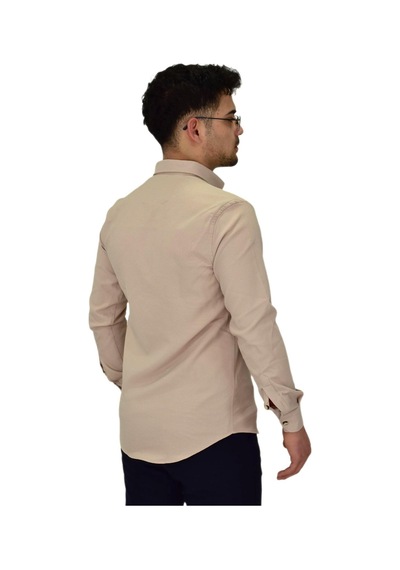 Erkek Likralı Spor Silim Fit Gömlek Bgl-st04327 Bej