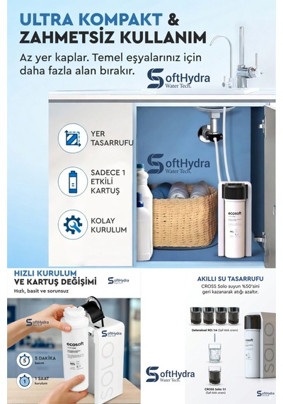 Cross Solo Akıllı Tanksız Su Arıtma Cihazı - 1:1 Atık Su Tasarrufu & 500 Gpd Doğrudan Akış