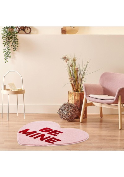 Tr Be Mine Pembe Kalp Halı 35 İnç, El Dokuma Eğlenceli Sevimli Y2k Tasarım Halılar Banyo, Mutfak, Oturma Odası, Ya Genel