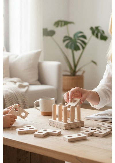 Ahşap Eğitici Kare Tetris Puzzle Model Yapboz