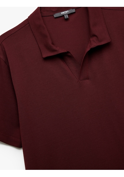 Koton Regular Fit Kısa Kollu Pike Kumaş Pamuklu Polo Yaka Tişört Bordo 6wam10027mk Bordo