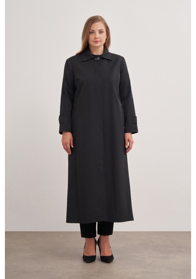 Aker 24aw07647112 Büyük Beden Trençkot 24aw07647112 002 Siyah Siyah