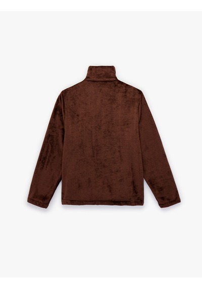 Koton Dik Yaka Fermuarlı Cep Detaylı Oversize Peluş Ceket Kahverengi 6wmg60026ık Kahve