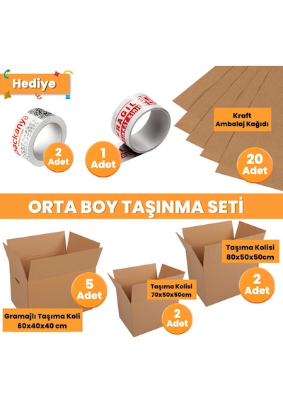 Orta Boy Taşınma Seti - Koli - Eşya Taşıma - Taşıma Kolisi 1 Adet