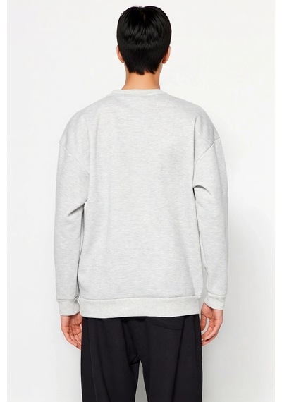 Benerly Erkek Bisiklet Yaka Düşük Kol Uzun Kol Sweatshirt Fonksiyonel Day Gri Melanj