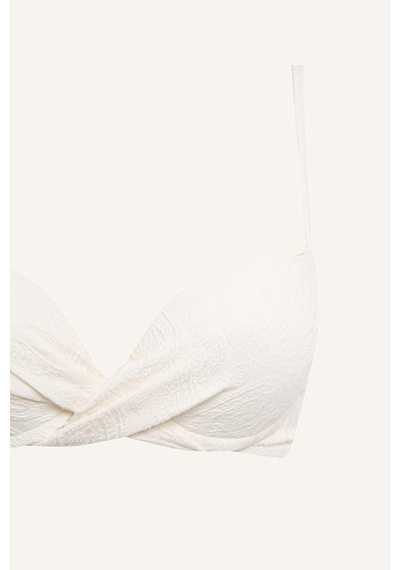 Defacto Regular Fıt Desenli Ekru Bikini Üstü E1539ax26smwt16 Beyaz-wt16