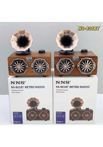 Ultratekno Ns-801bt Retro Gramofon Görünümlü Ahşap Hoparlör Bluetooth Aux Fm Radyo