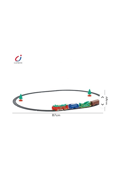 Işıklı Noel Tren Seti Yılbaşı Ağacı Yanı Raylı Oyuncak Pilli Tren Seti 18 Parça