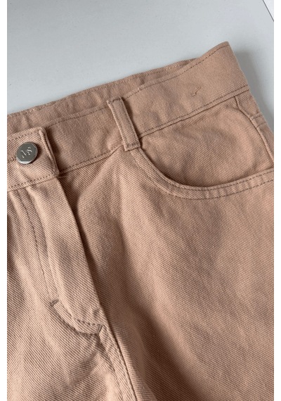 Turuncu Gardrop 6-9 Yaş Taşlı Kot Ceket Baskılı Kot Pantolon Kız Takım Latte Latte