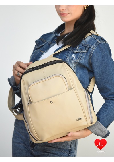 Jara Bag Freya Kadın Sırt Çantası Şık, Yumuşak Dokulu Ve 5 Bölmeli Vizon