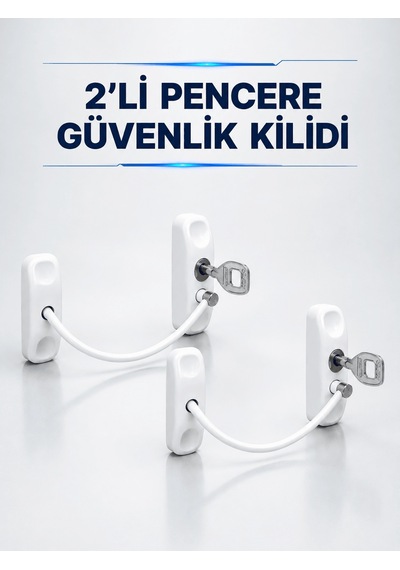 Lexroo Anahtarlı Pencere Güvenlik Aparatı Beyaz Kablolu Açılma Sı