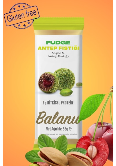 Fudge Antep Fıstığı Kaplı Vişneli Meyve Topları 55g X3 Adet