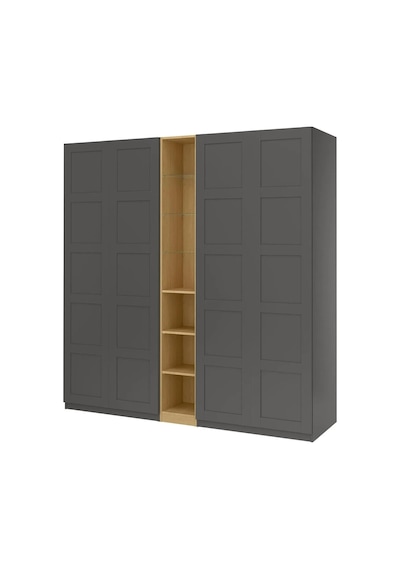 Ikea Koyu Gri Modern Kapaklı Gardırop Koyu Gri-meşe Görünümlü