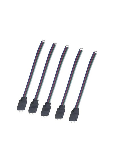 5'li Set 4 Pin Erkek Rgb Led Soketli Kablo 10cm Lehimsiz Bağlantı Kablosu Rgb Led Şerit Uyumlu 12v 24v