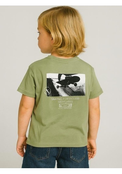 Jack Lions Erkek Bebek Pamuklu Sırtı Baskılı Skate T-shirt-15702 Yeşil