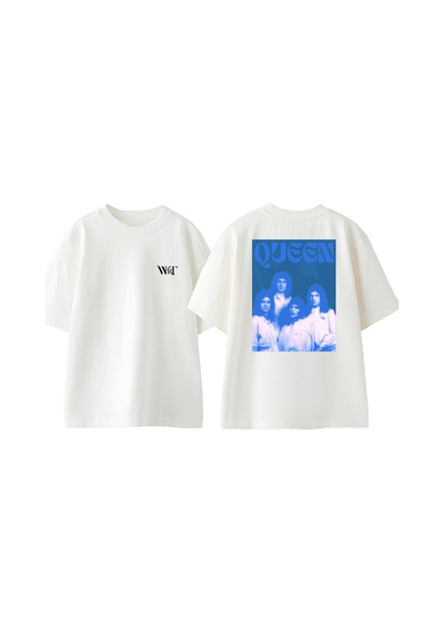 Thewert Queen Made In Heaven Tasarım Sırt Baskılı Pamuk Beyaz Oversize T-shirt