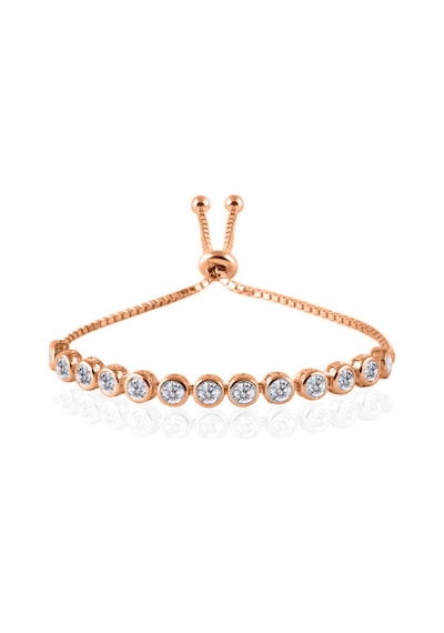 Brezza Lusso Jewelry Gümüş Suyolu Rose Kaplama Asansör Kilitli Kadın Bileklik