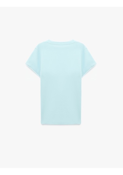 Koton Ribanalı Pamuklu Slim Fit Bisiklet Yaka Kısa Kollu Dantel Detaylı Tişört Mavi 6sak50506ek Koton Ribanalı Pamuklu Slim Fit Bisiklet Yaka Kısa Kollu Dantel Detaylı Tişört Mavi 6sak50506ek
