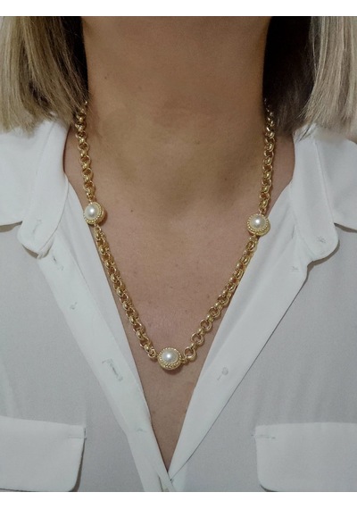 14k Mikron İncili Vintage Kolye Altın