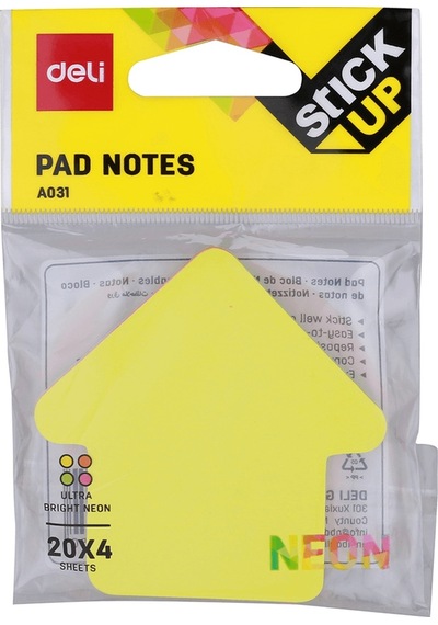 Deli Yapışkanlı Not Kağıdı 4x20yp Renk Ultra Neon A03102
