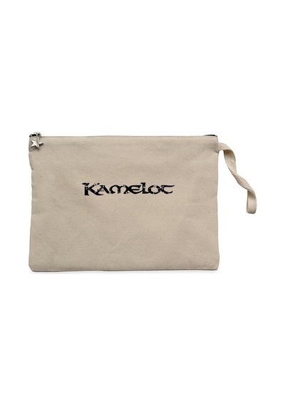 Kamelot Logo Yazı Krem Clutch Astarlı Cüzdan / El Çantası Krem