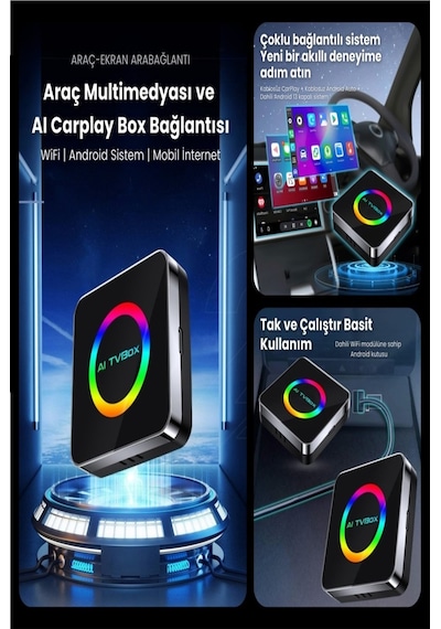 Araba Carplay Android Auto Box 4gb Ram 32gb Hafıza Youtube Netflix Tv İzleme Kutusu Video Gps Hdmı 4"
